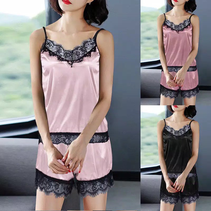 TBI Import Set Baju Tidur Wanita Sexy Lace Victoria VS Renda Seksi