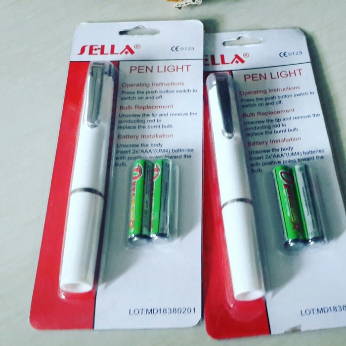 Cod Senter Penlight SELLA LED Pen Light dengan Free Baterai AAA