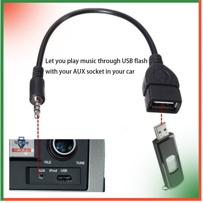 Aux Jack To Usb Female I Adapter Mobil Aux Usb Kabel I Aux Jack Ke Usb Cewek