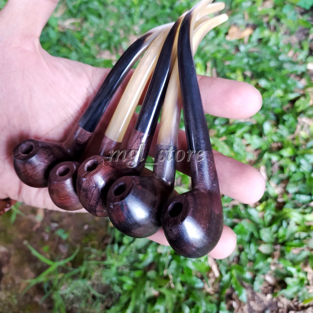 Pipa once rokok tanduk dan kayu galih sonokeling model cangklong kecil