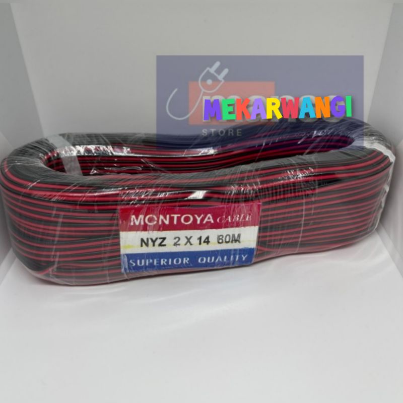 kabel NYZ 2x14 80M double merah hitam