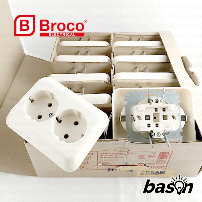 BROCO Gracio 15320 Double Socket Outlet 16A 250V Cream | Stop Kontak