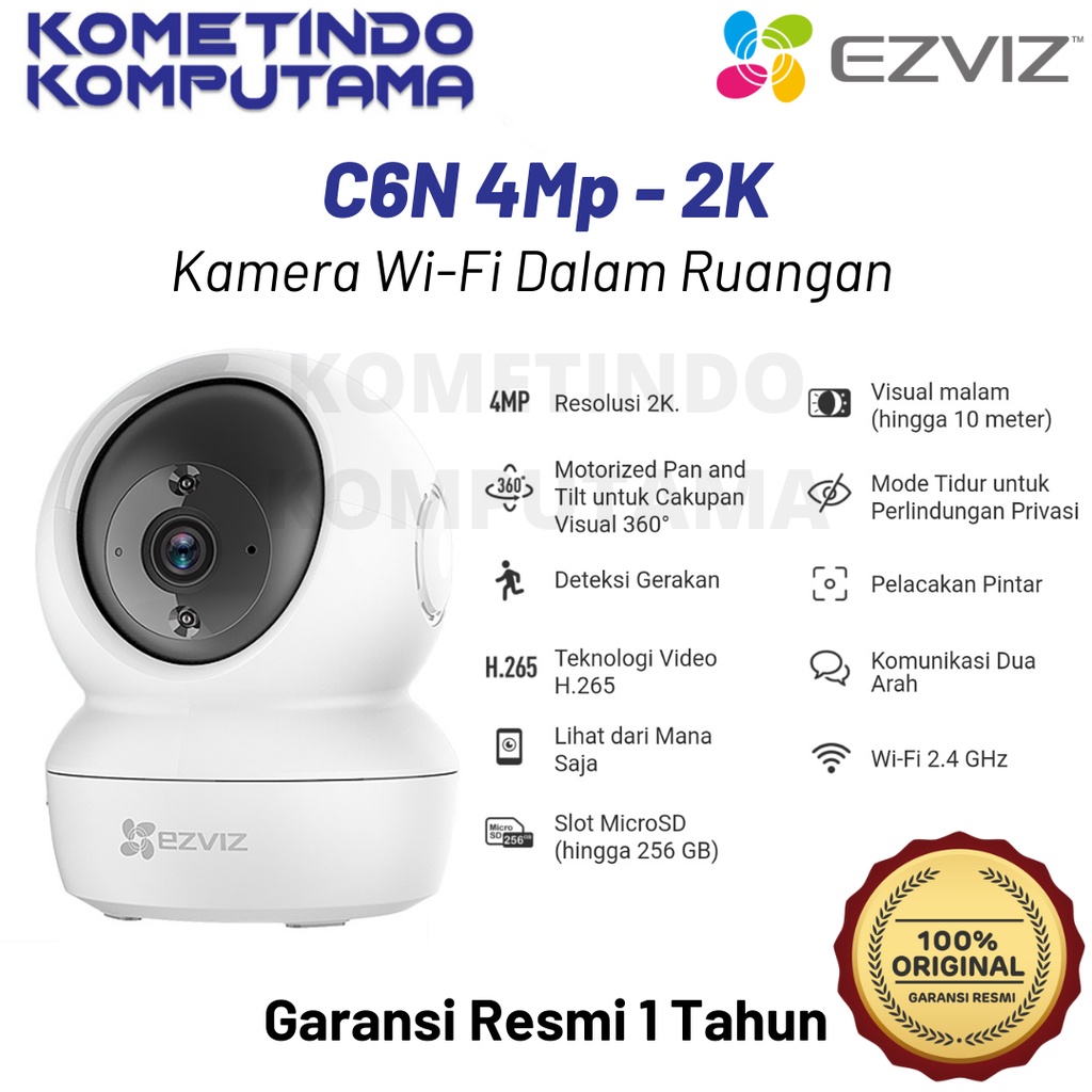 C6N 2K 4MP EZVIZ Smart CCTV Wi-Fi Pan &amp; Tilt Camera Wireless GARANSI RESMI 100% ORIGINAL