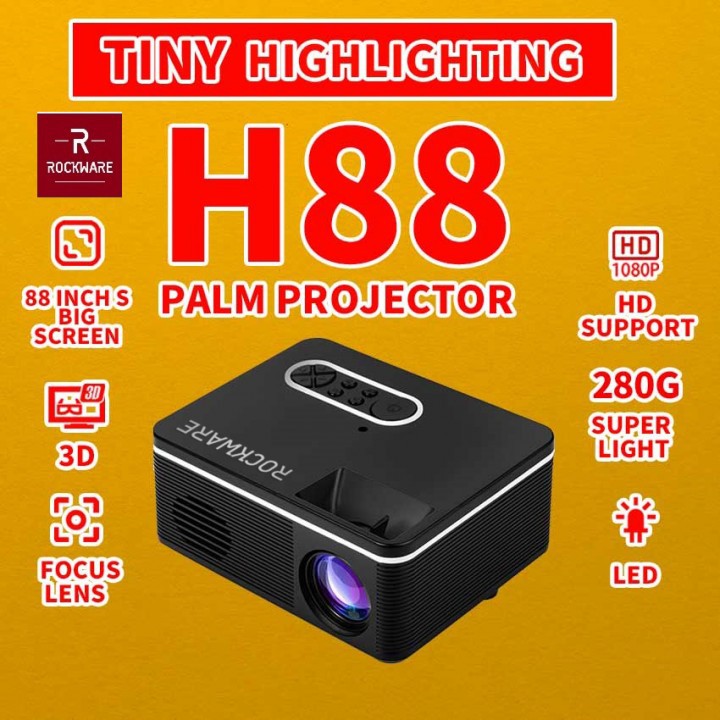 ROCKWARE RW-H88 - Mini Portable LED Projector 1000 Lumens YG300 Killer