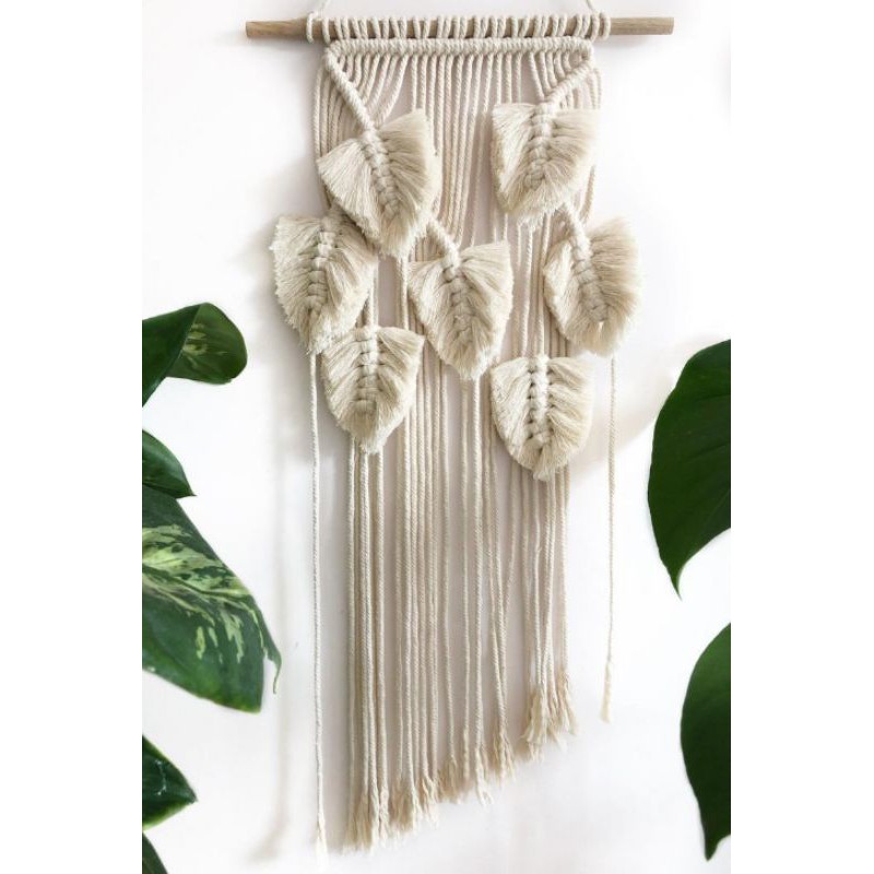 READY STOK) macrame hiasan dinding daun ombyok / macrame wall hanging (HD 054)