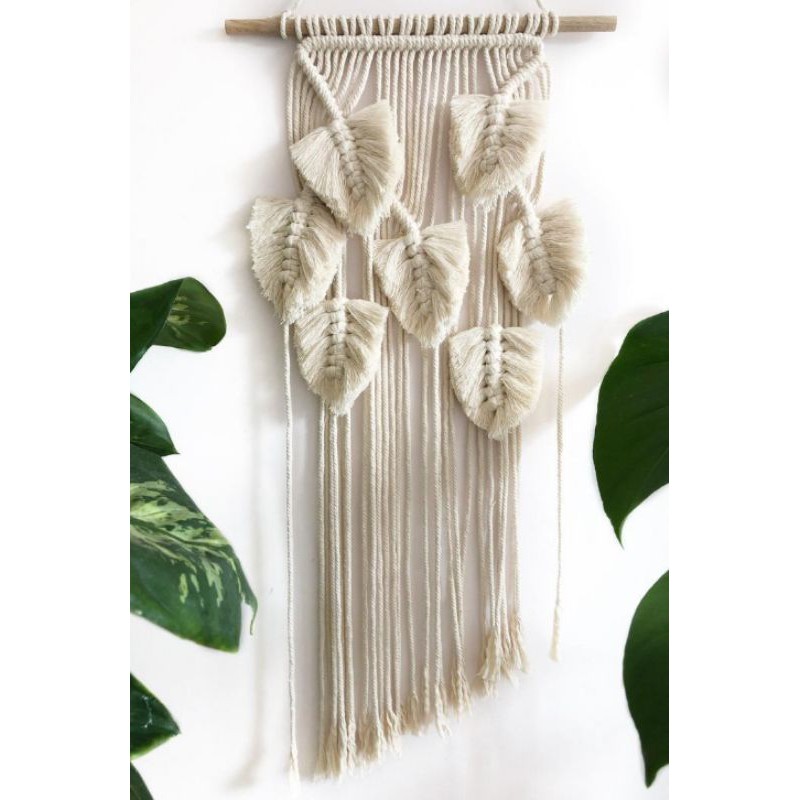 READY STOK) macrame hiasan dinding daun ombyok / macrame wall hanging (HD 054)