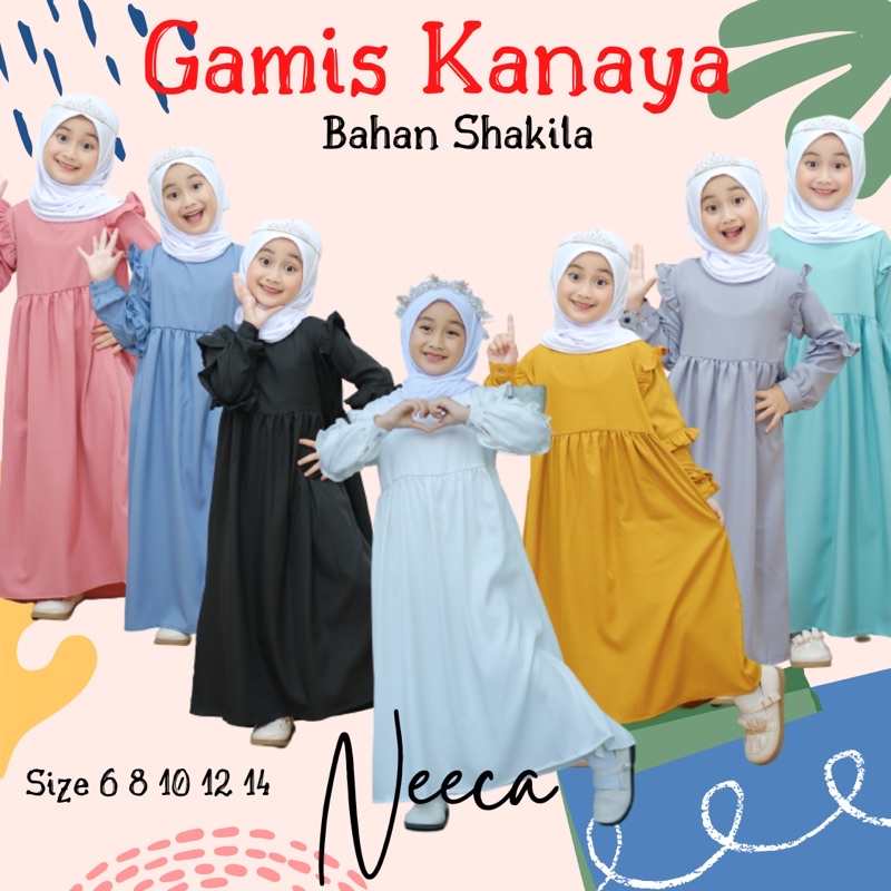 [New] Gamis Kanaya Gamis Anak Bahan Shakila Neeca Kiddos Size 6,8,10,12,14Y Termurah