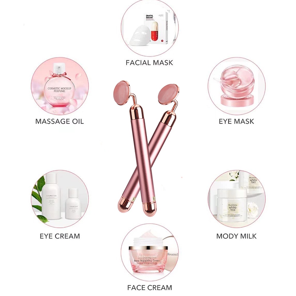 Roller Elektrik Untuk Wajah/Electric Rose Quartz Face Massager/Alat Pijat Wajah/Alat Pijat Wajah Rose Quartz Face