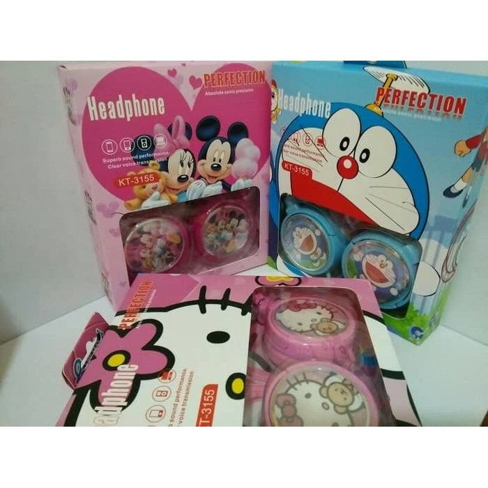 HEADPHONE KARAKTER DORAEMON   HELLO KITTY  MICKEY MOUSE