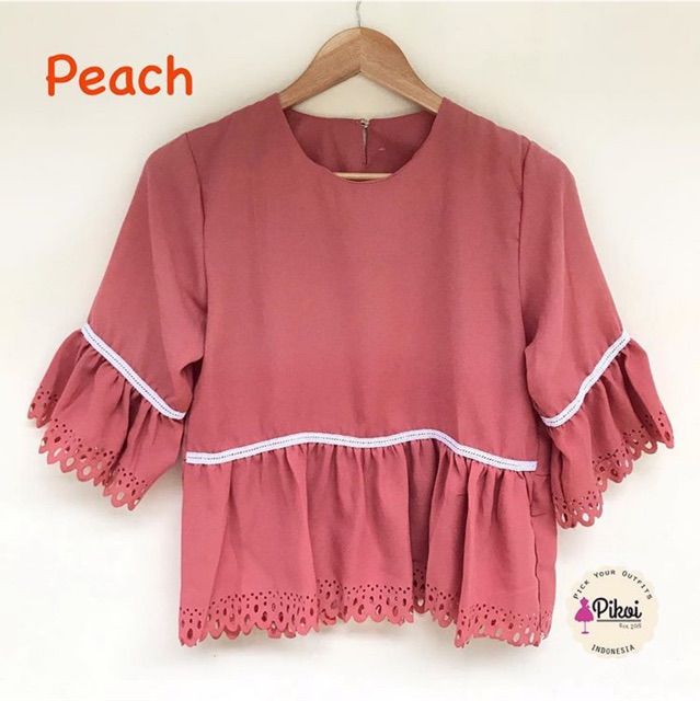 Blouse peplum cantik / blouse crepe murah / blouse merah wanita / blouse kantor wanita murah / 1776