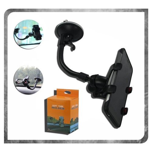 SOFT TUBE Mobil Jepit 4 Cakar Tempel Kaca Dashboard Gps HP Flexible Universal Penyangga Car Holder