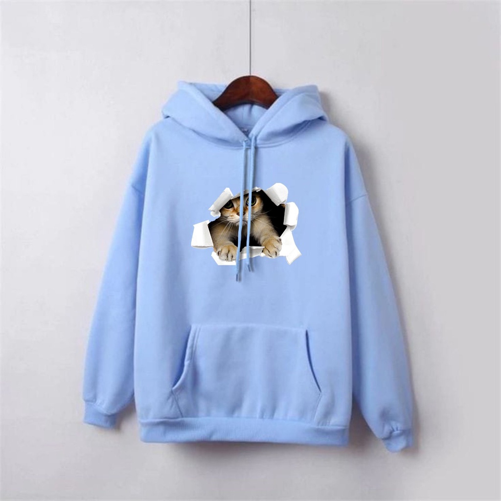 SWEATER HOODIE CAT DOROTHY PRIA/WANITA FLEECE