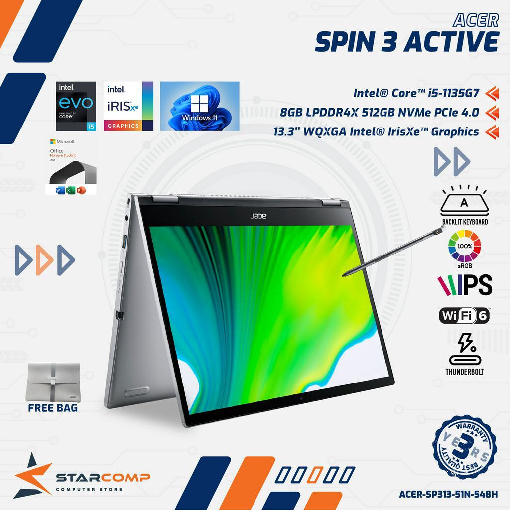 ACER Spin 3 Active SP313-51N i5-1135G7 8GB 512GB Iris Xe 13.3&quot; FHD W11 OHS