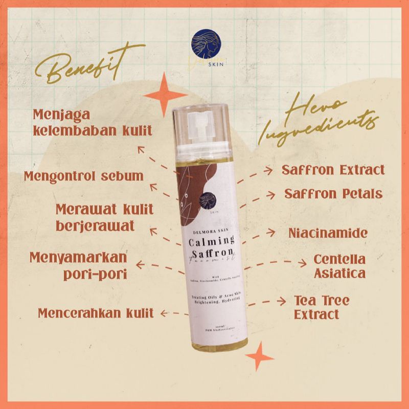 [FREE GIFT TANPA PEMBELIAN MINIMAL] FACEMIST CALMING SAFRON DELMORA SKIN / FACEMIST SAFRON / FACEMIS