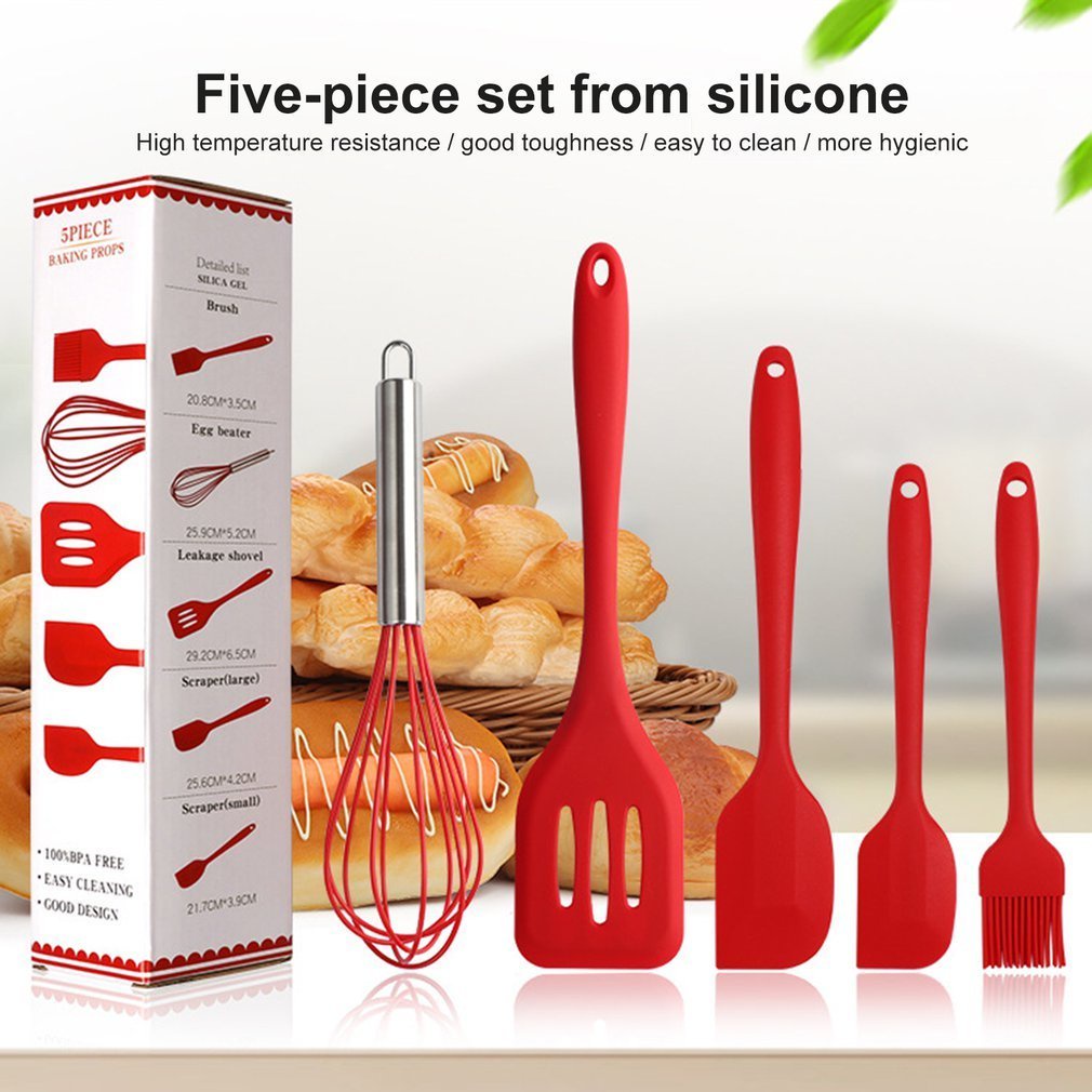 Sgmshop Spatula Silikon Set Utensil Alat Masak 5 in 1 Tahan Panas Sutil