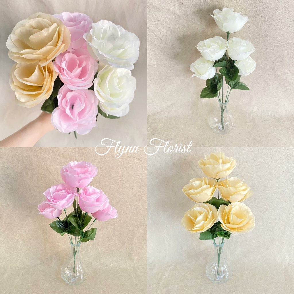 Bunga Mawar Rose Mangkok X5 (satuan) Bunga Artificial / Bunga Plastik / Bunga Dekorasi / Pernikahan