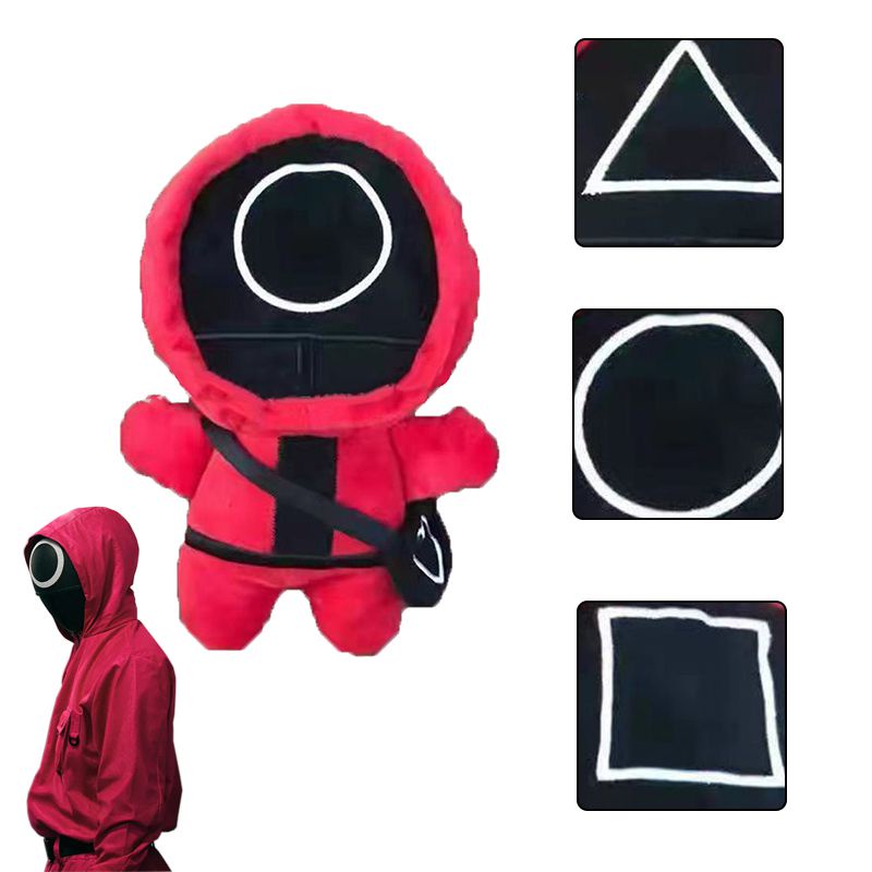 【Ready Stock】40cm Squid Game Red Guard Staff Worker Watcher Triangle Circle Plush Toys