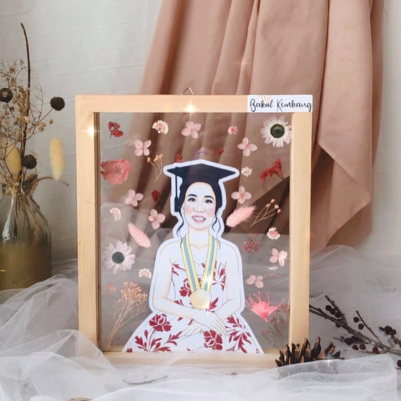 BAKUL KEMBANG Hiasan Dinding Photo in Pressed Frame Pressed Flowers