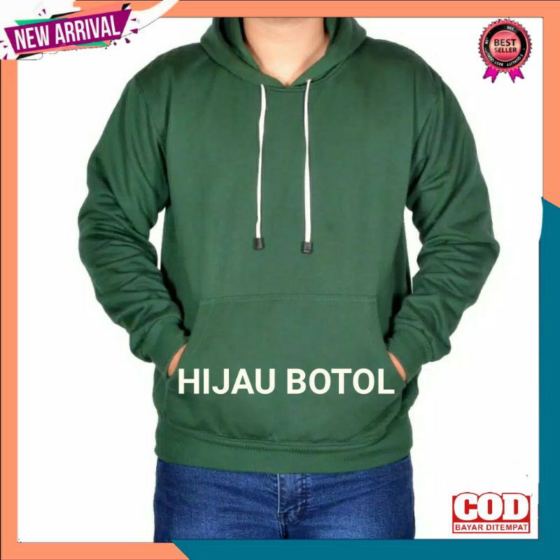 HOODIE Wanita Sweater Pria Polos Laki Laki Perempuan XL-Hoodie Hijau Botol