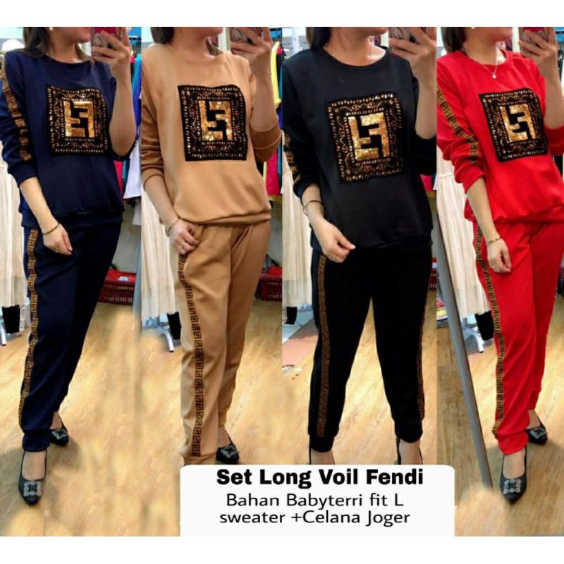 SET VOIL FENDI / SETELAN JOGGER SWEATER wanita
