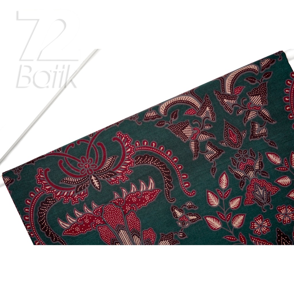 KAIN BATIK PREMIUM Bahan Katun Motif Kembang Warna Hijau Ijo 726323 Cap 72 Jarik Jarit Samping Kebat Panjang Batik Katun Modern Premium Bahan Seragam Batik Pernikahan Kantor Keluarga Murah Kamen Jadi Batik Bali Lembaran