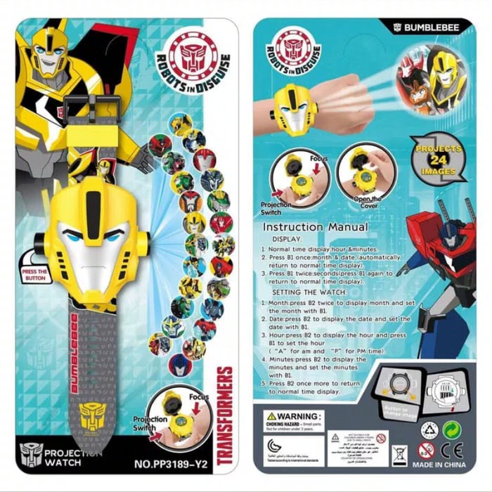 JAM TANGAN ANAK PROYEKTOR IRONMAN TRANSFORMER BUMBLEBEE OPTIMUS