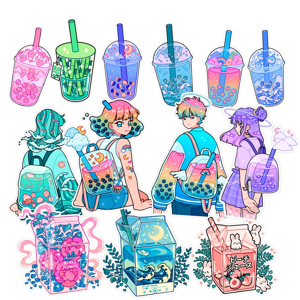

20 PCS STICKER BOBA Milk Boy & Girl/ Sticker Murah / Sticker Tumblr / Sticker HP / Sticker Aesthetic
