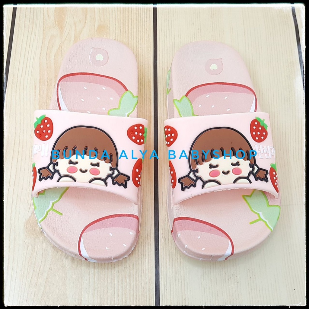 Sandal Anak Perempuan IMPORT Umur 3 4 Tahun Motif Kartun PINK Elastis - Sendal Anak Cewek Elastis Anti Licin Size 25 - 33