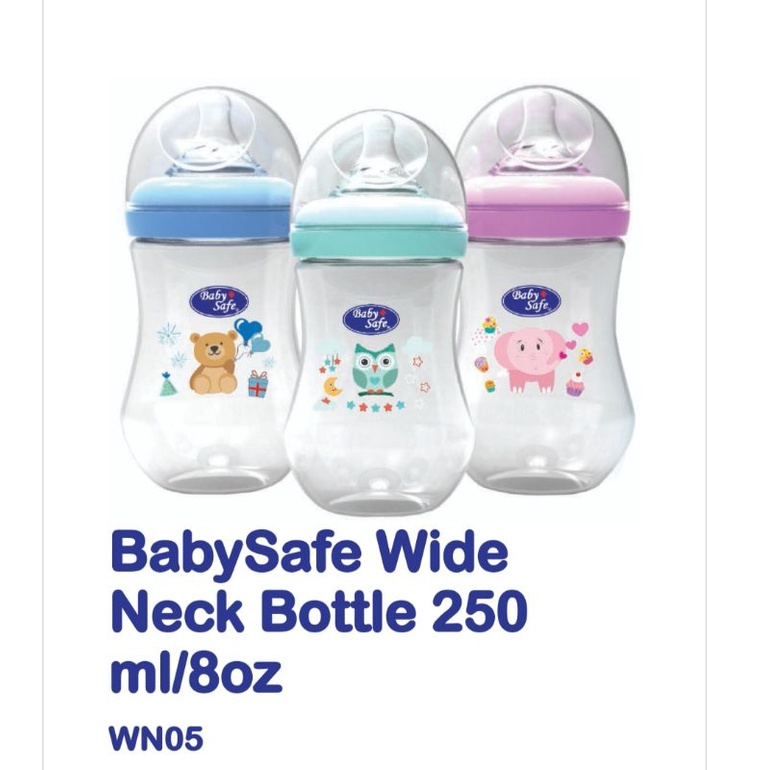 Baby Safe Wide Neck Botol susu 125ml 250ml, Babysafe bottle WN001 WN002 WN04 WN05 WN30 WN06 WN07 WN08