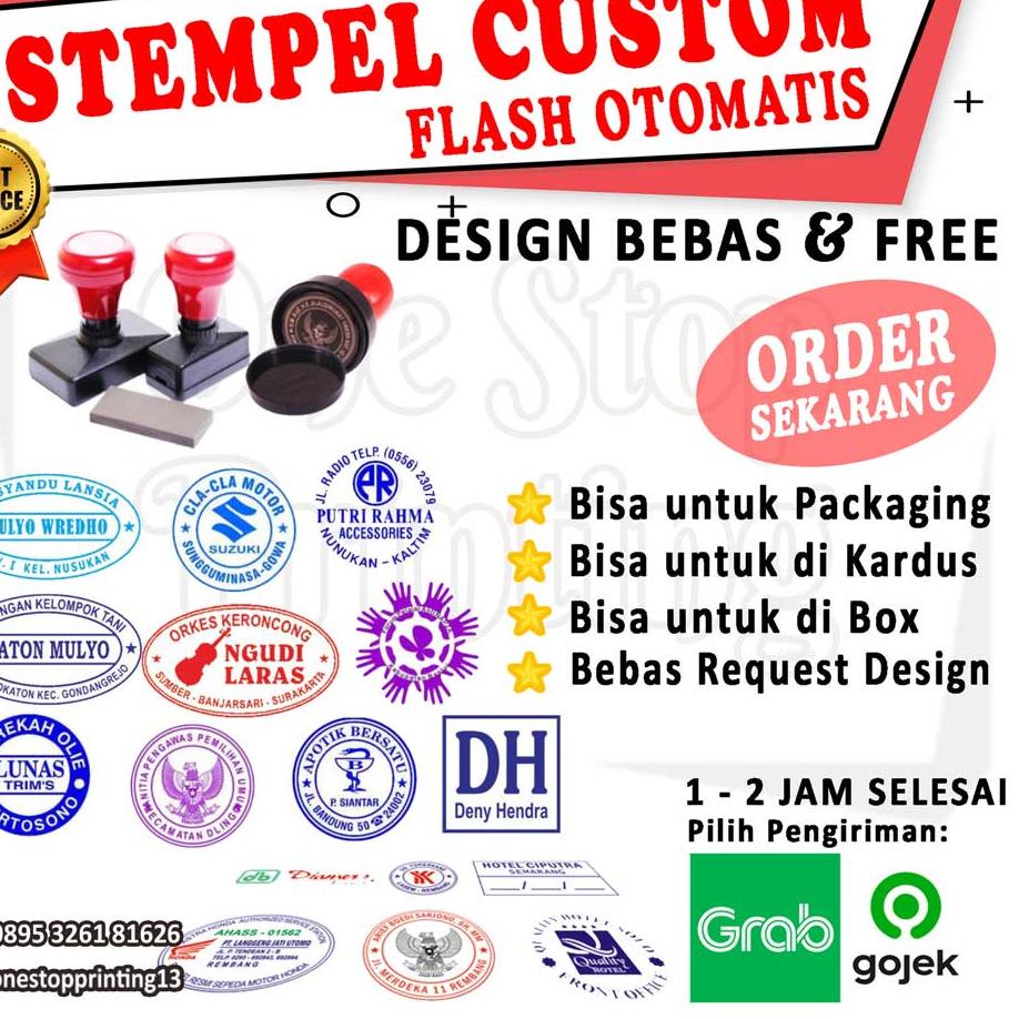 

New! Stempel Custom, Stampel Custom, Stempel Flash Warna, Stempel Otomatis TERdan TERCEPAT, FREE CUSTOM DESAIN