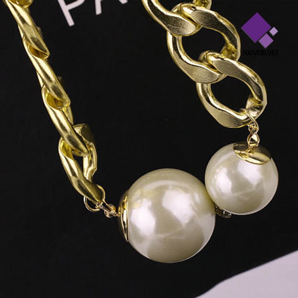 Kalung Choker Rantai Aksen Mutiara Imitasi Untuk Wanita