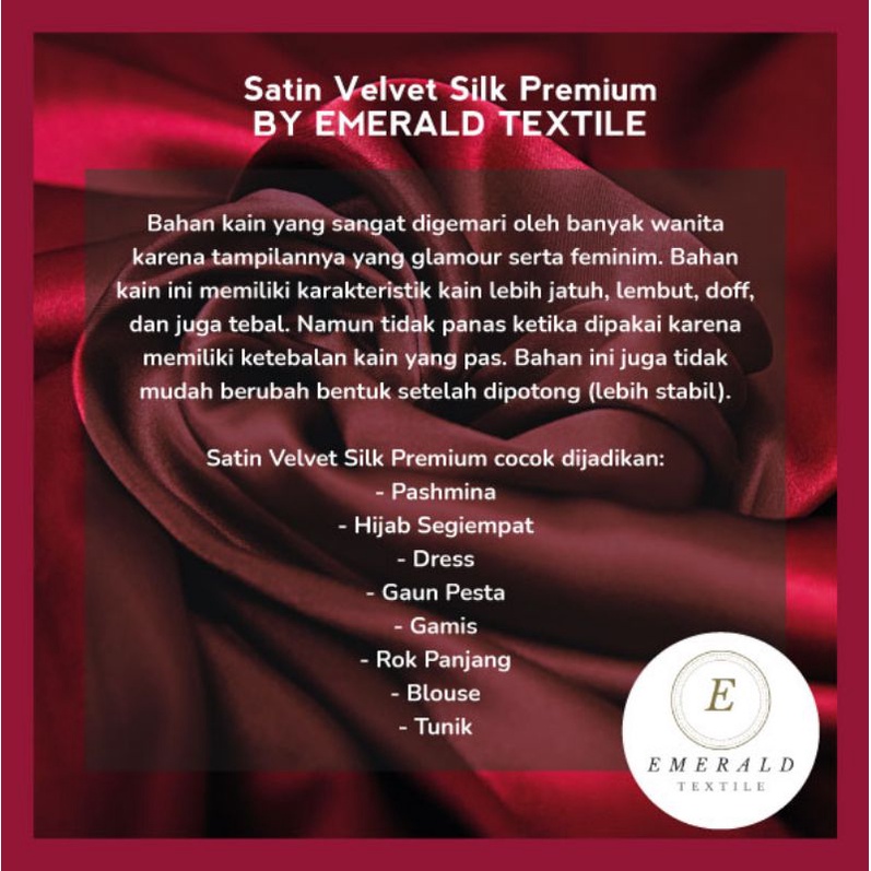 Grosir 1 GULUNGAN / ROLL Kain Satin Velvet Premium Silk Grade A ( HARGA PER 1 ROLL KAIN )