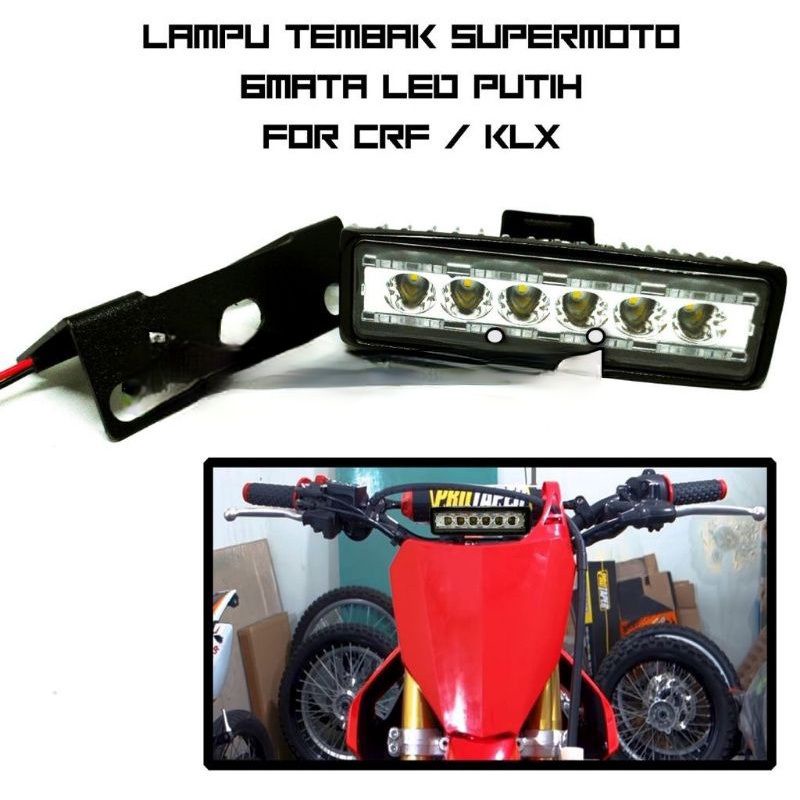 LAMPU LED 6 MATA+DUDUKAN  KLX CRF 6MATA+BREKET HEADLAMP KLX HEADLAMP CRF LAMPU BREKET TEBAL ANTI GOYANG