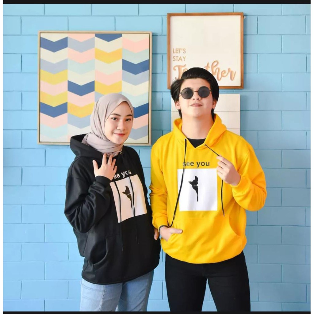 Hoodie Sweater SEE YOU CAT COUPLE bisa untuk pria/wanita