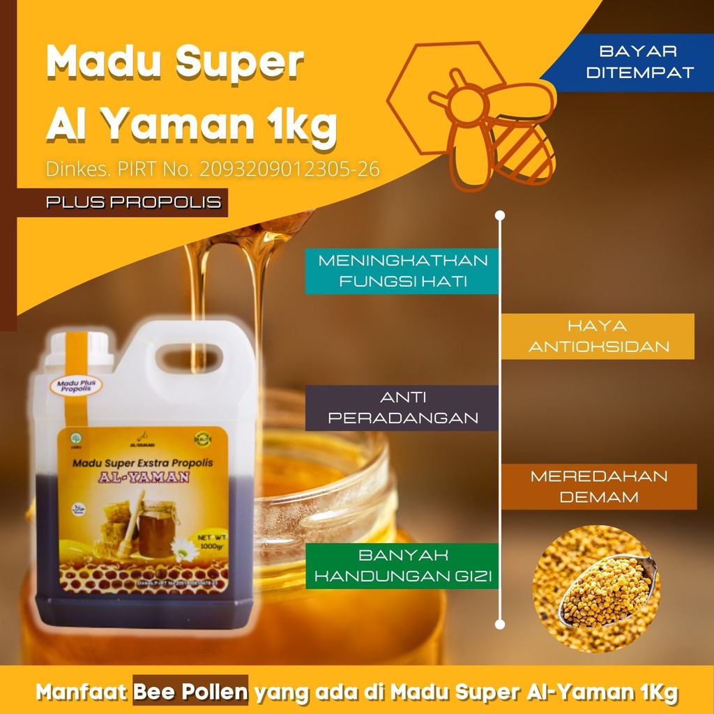 Madu Super plus propolis al yaman 1kg Menjaga Daya Tahan tubuh