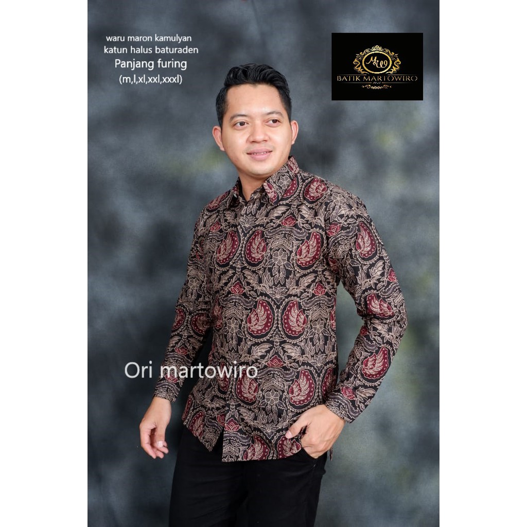 KEMEJA MARRON BATIK S M L XL XXL BAJU kemeja batik pria lengan panjang pendek PREMIUM BSO OFFICIAL