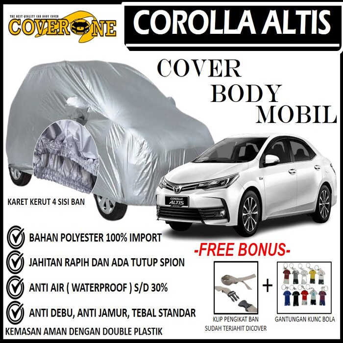 Selimut Sarung Body Cover New Corolla Altis / Mantel Penutup Mobil Corolla Altis / Cover Mobil Outdoor Indoor / Selimut Mobil / Sarung Mobil / Cover Mobil Waterproof Anti Air Free Pengikat Ban