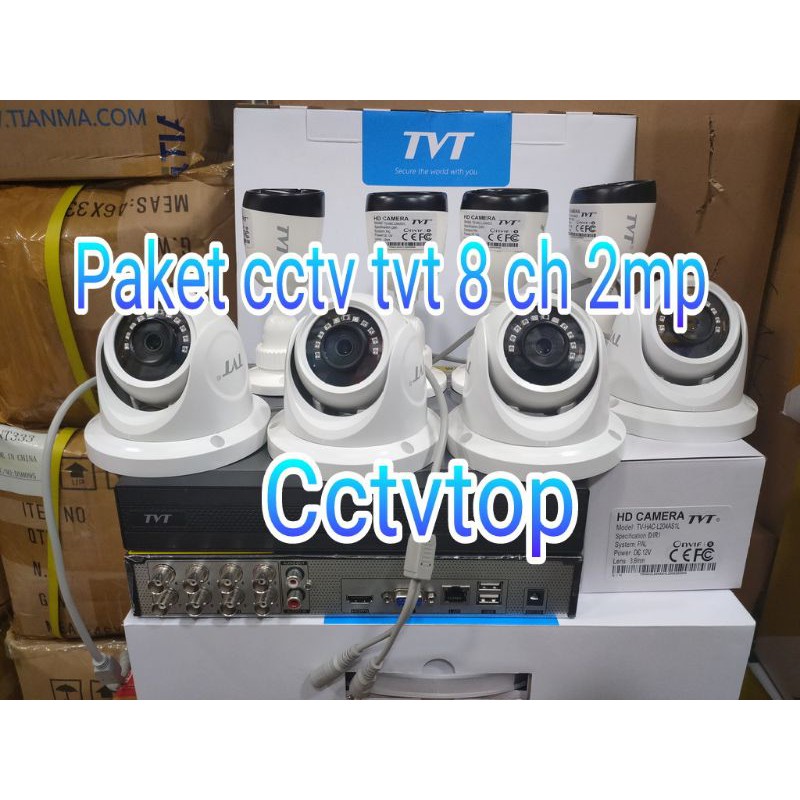 paket cctv 8 ch TVT 2megapixel full hd 1080p+ hdd 500gb lengkap tinggal pasang