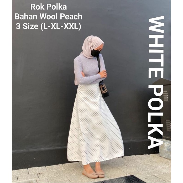 ROK POLKA A LINE SKIRT BAHAN WOOL PEACH/ATASAN  WANITA LENGAN PANJANG/KOREAN STYLE/FASHION WANITA TERBARU