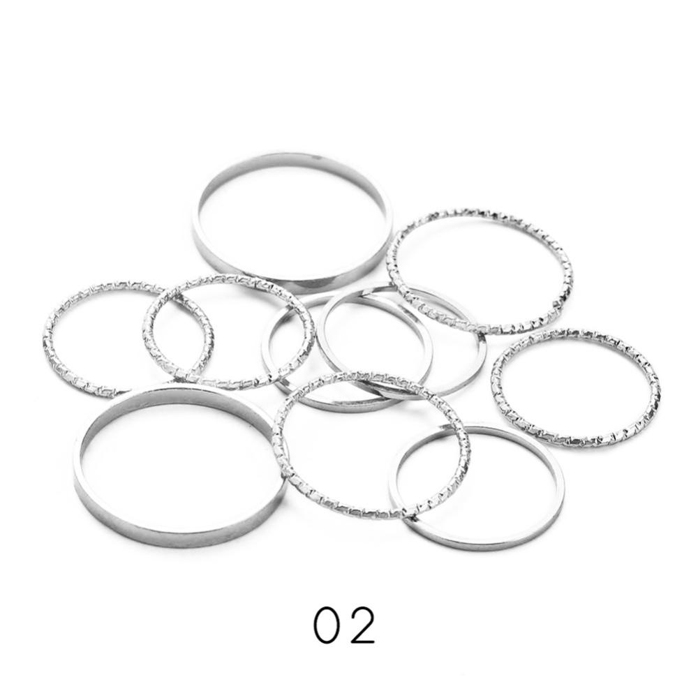 Timekey 10PCS / Set Cincin Alloy Vintage Minimalis Unik Untuk Wanita A3K6