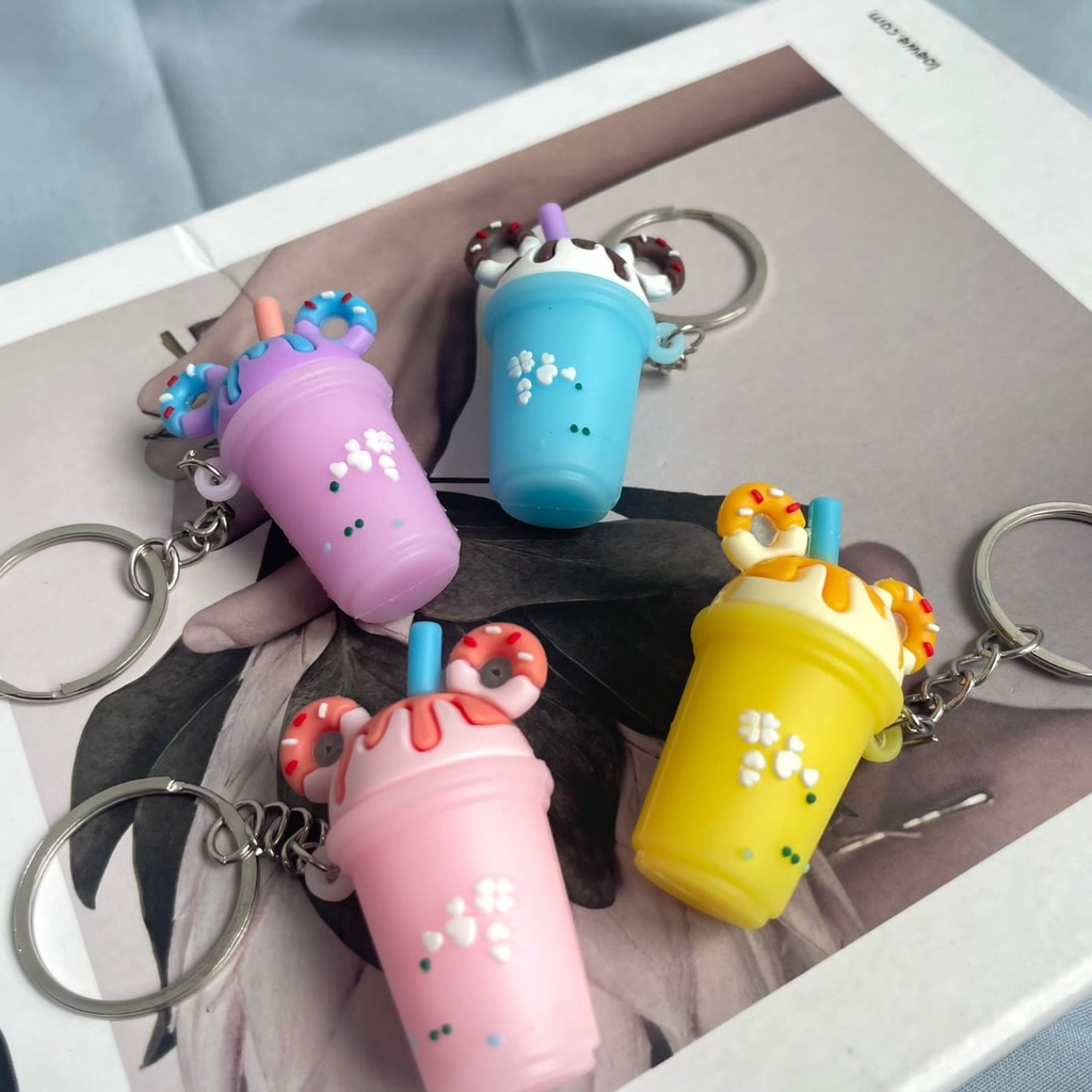 GANTUNGAN KUNCI BOBA ESKRIM DONAT WARNA CANTIK READY 4 VARIANT WARNA SOFT KEYCHAIN UNIK HADIAH SOUVENIR HARGA TERMURAH READY GROSIR COD-1
