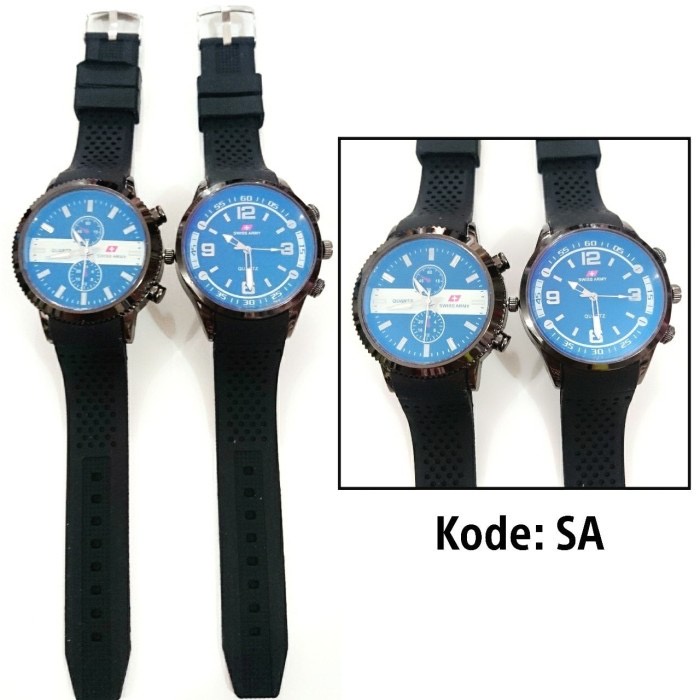 jam tangan cowok fashion analog kode SA hitam garis arlogi watch