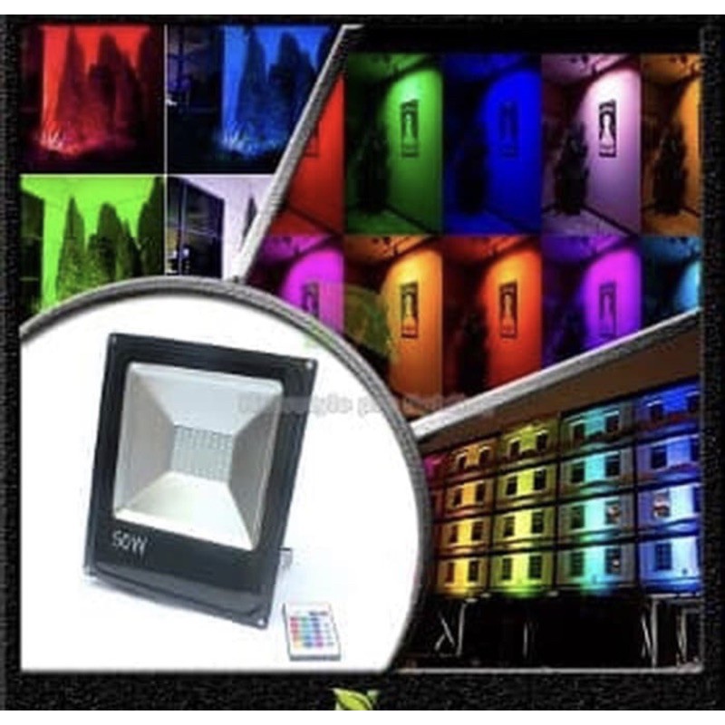 Lampu sorot led 50 watt 50w 50watt RGB lampu led sorot RGB 50 watt warna warni outdoor 50w