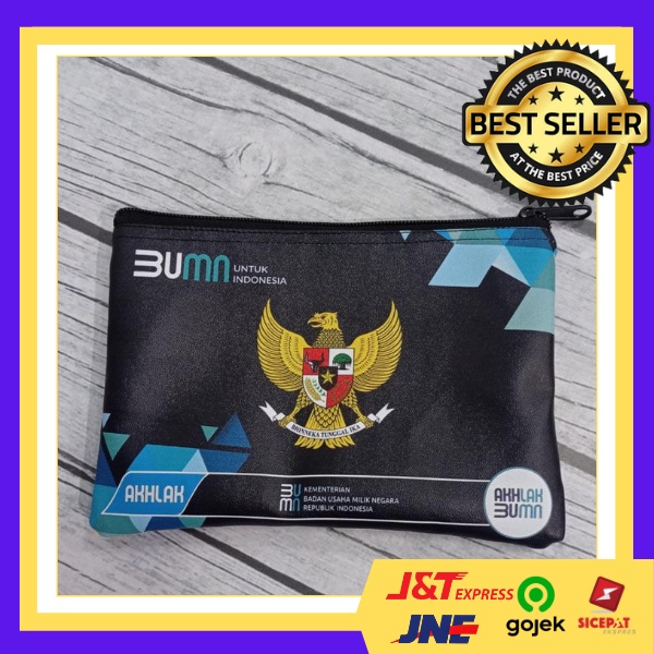 Dompet Pouch masker BUMN AKHLAK Logo Garuda printing custom / Souvenir