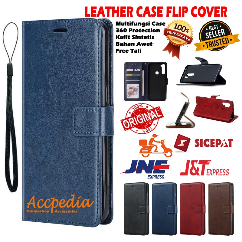 REALME 6/ 6 PRO/ REALME 7/ 7i/ X/ X2 CASE LEATHER FLIP COVER KULIT WALLET STANDING VIEW