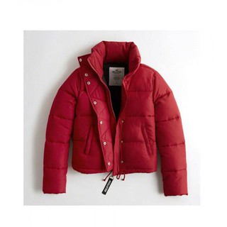 hollister red puffer jacket