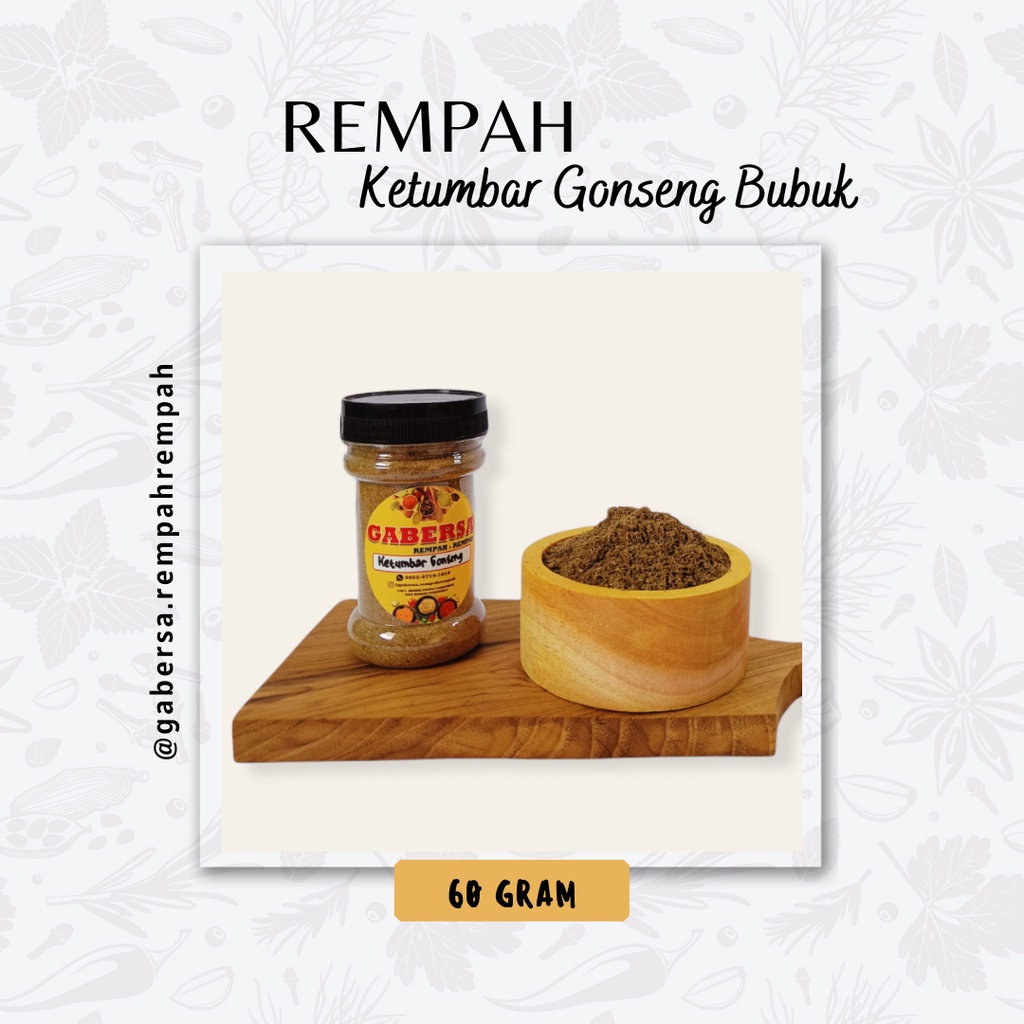 

Ketumbar gonseng bubuk asli tanpa campuran isi 60gram (Gabersa)