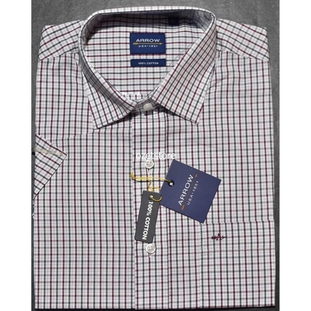 Kemeja Pria Formal Lengan Pendek ARROW Putih Motif Reguler CF14 ORI