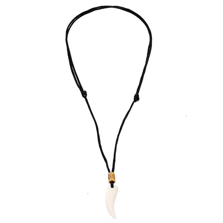 Hamlin Bembs Kalung Pria Motif Taring Macan Material Melamin ORIGINAL - White