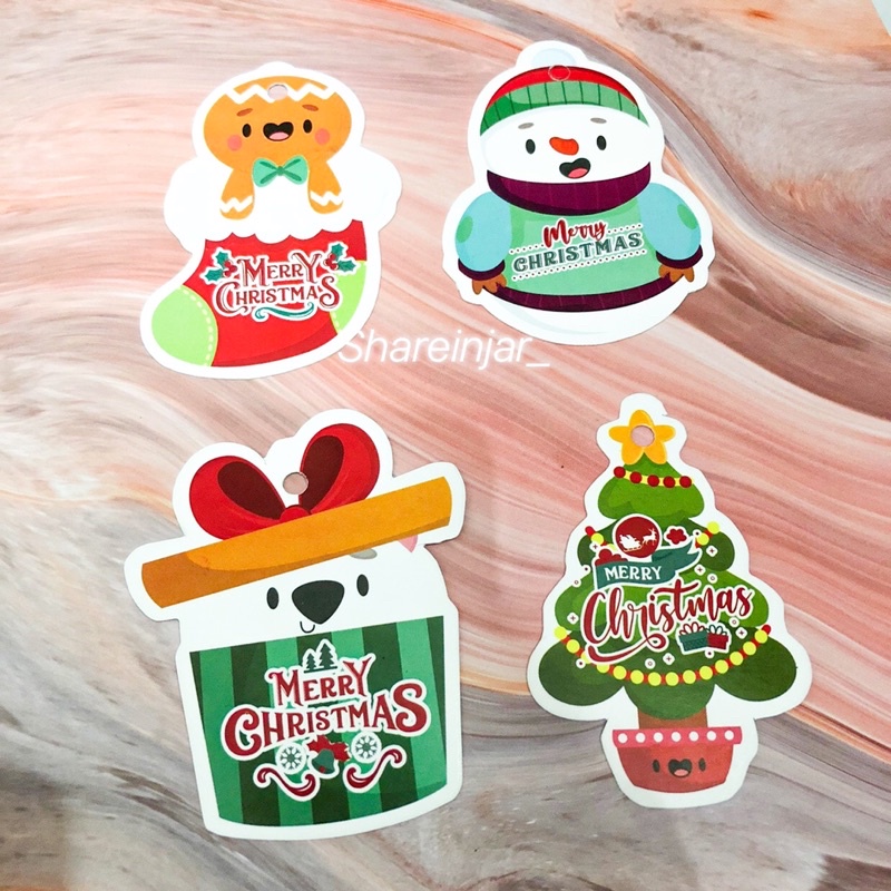 

Hangtag Merry Christmas Hiasan Kotak Box Hampers Parcel Kado Natal Isi 10pcs #A